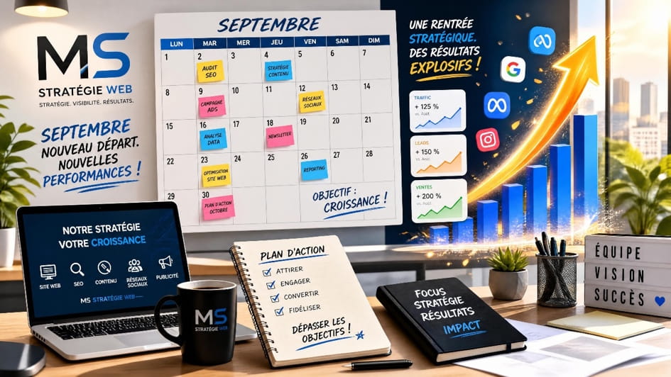 Plan d'action digital de septembre pour organiser la communication et la stratégie de fin d'année