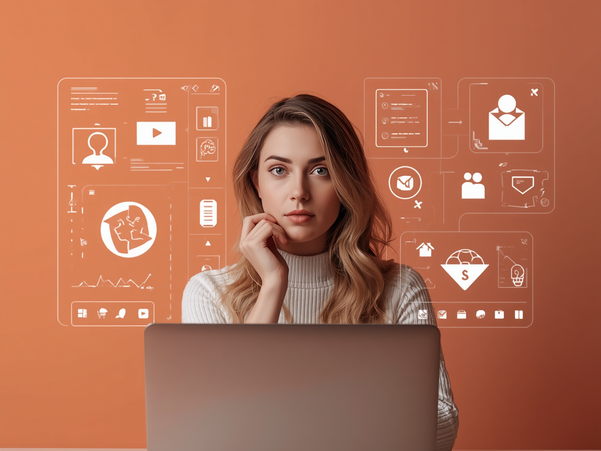 Femme utilisant l’intelligence artificielle pour sa communication