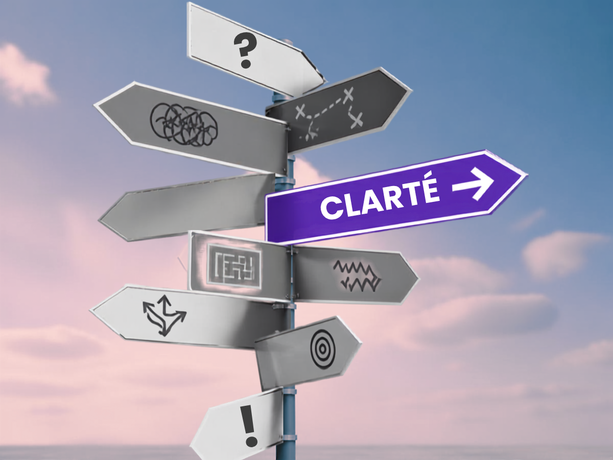 Votre communication est-elle claire pour vos clients ? Panneau avec plusieurs directions illustrant une communication difficile