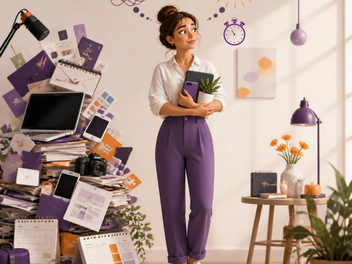 Illustration d’une entrepreneuse choisissant les actions de communication à mettre en place au démarrage de son activité