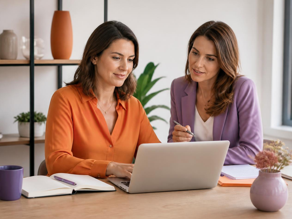 Entrepreneuse accompagnée par une consultante en communication