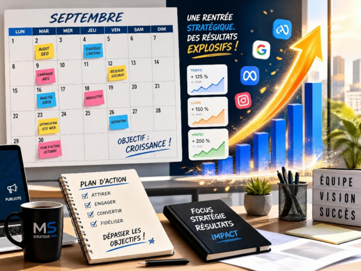 Plan d'action digital de septembre pour organiser la communication et la stratégie de fin d'année