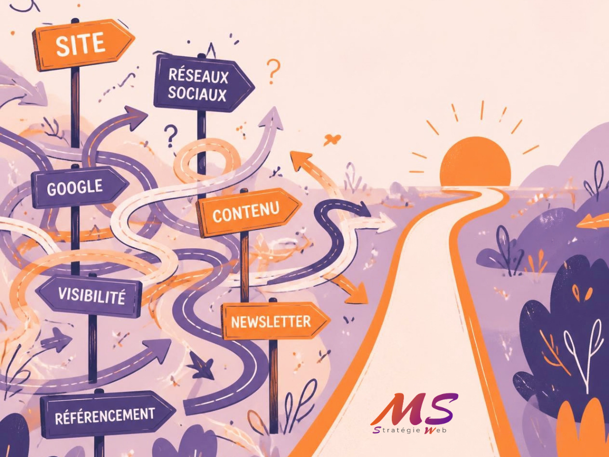 Par quoi commencer pour améliorer sa communication quand tout semble prioritaire Illustration représentant les priorités de communication d’une petite entreprise