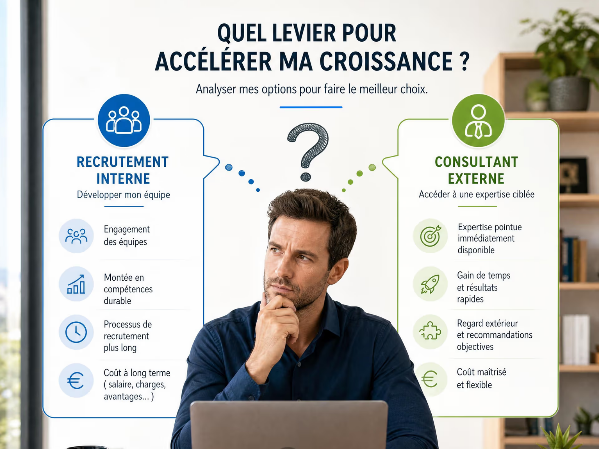 Consultant en communication ou salarié : quelle solution choisir ? Homme réfléchissant entre recrutement et consultant en communication